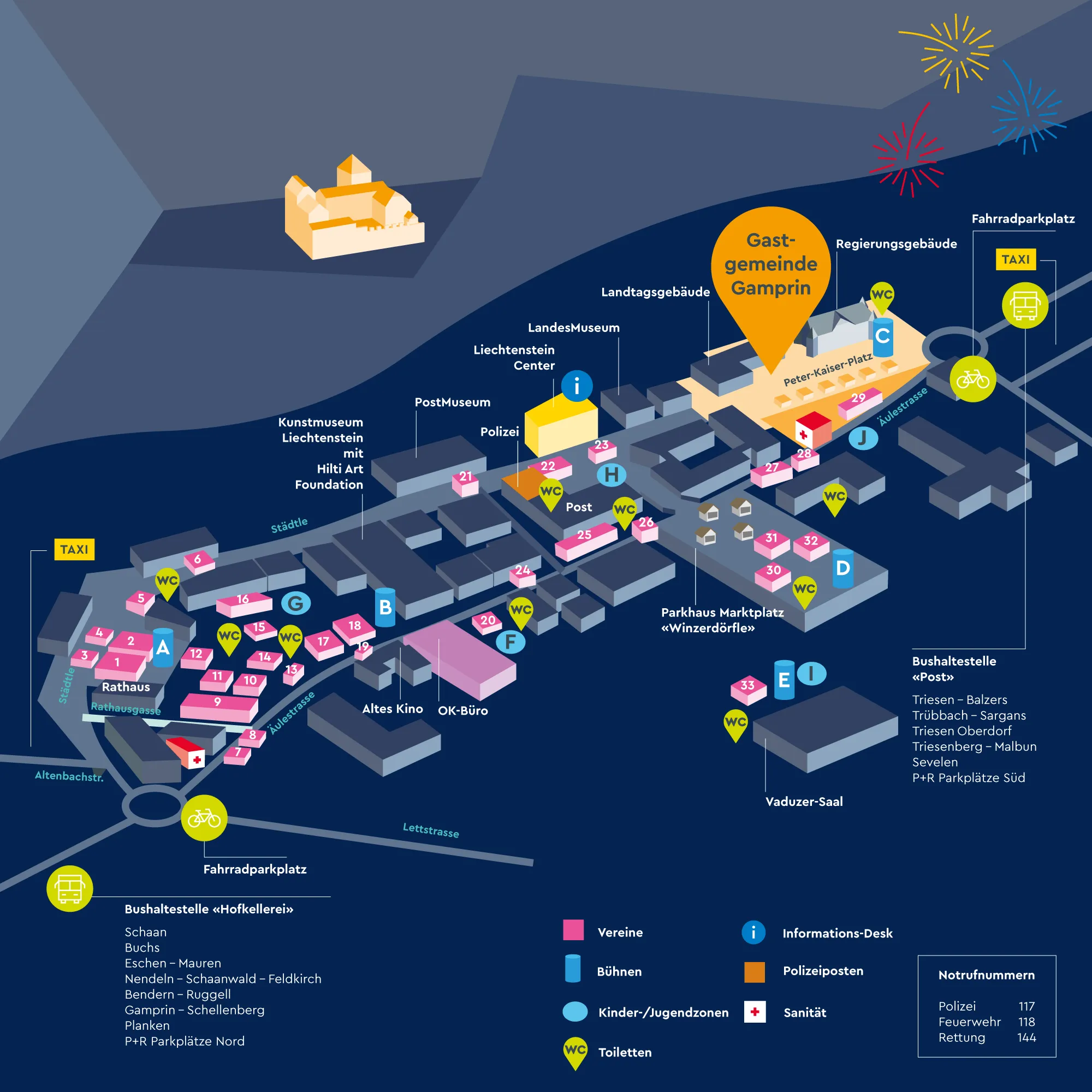 Standplan des Volksfests im Städtle Vaduz